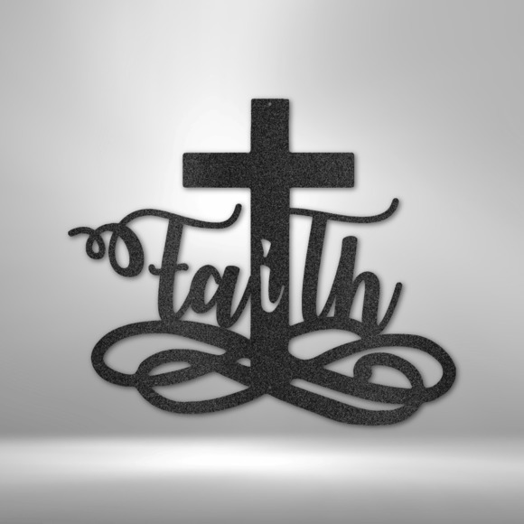 Scripture Sign Faith in Christ Cross Steel Sign Laser Cut Powder Coated Home &